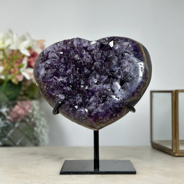 Amethyst & Blue Agate Stone Heart Carving - HST0205