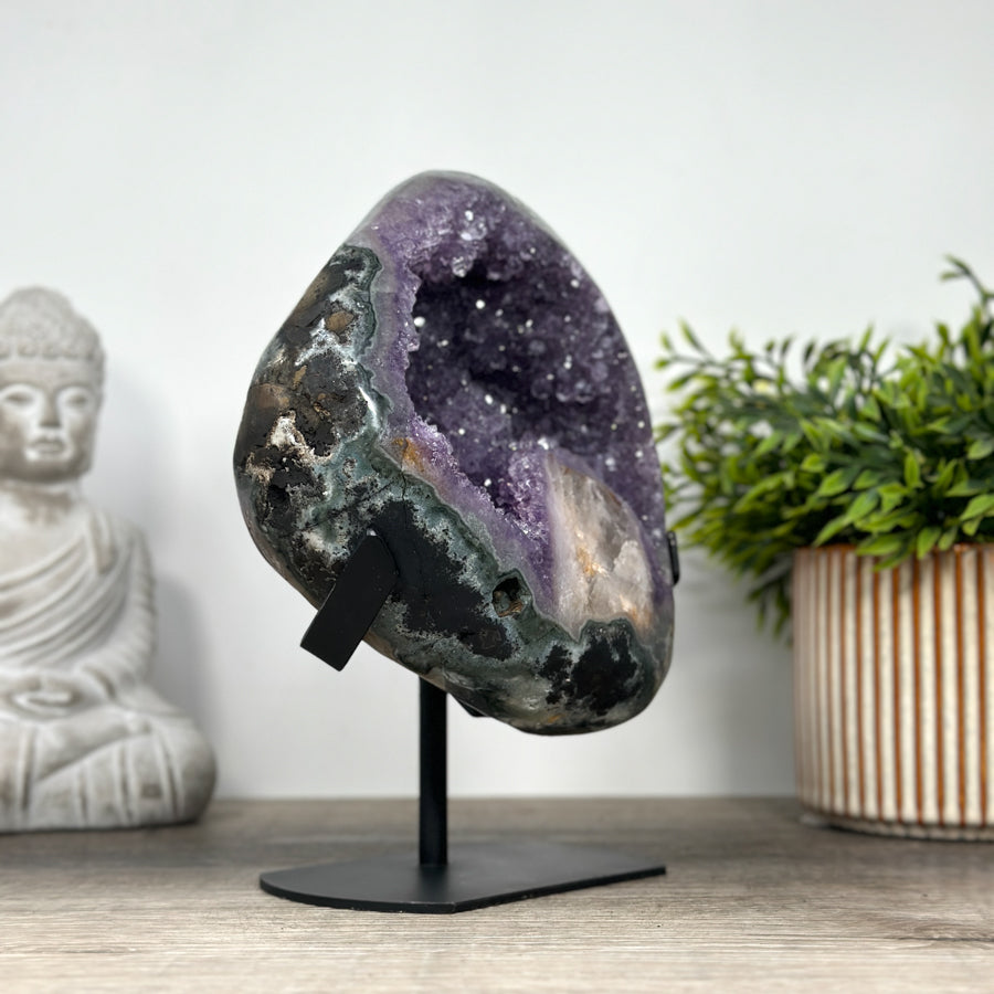 Natural Amethyst Geode with Green Jasper Shell - MWS0085