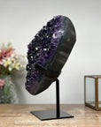 Natural Amethyst Specimen, Deep Purple Crystals, Metallic Stand Included - MWS0943