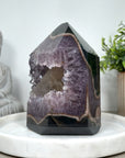 Beautiful Natural Amethyst & Agate Stone Tower Geode with Large Calcite Crystal Formation  - STP0161