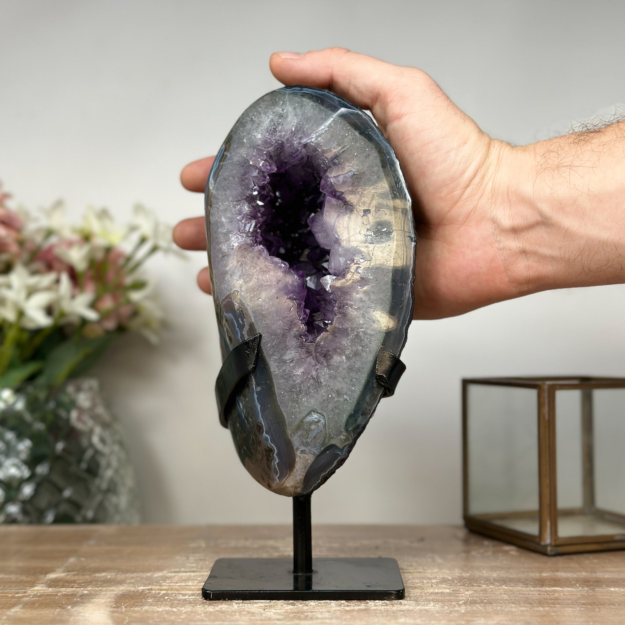 Natural Amethyst and Agate Stone Geode - AWS0289