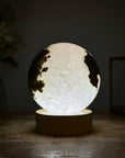 Natrual & Quartz Sphere with Wooden Stand with uilt-in LED Light - SPH0139