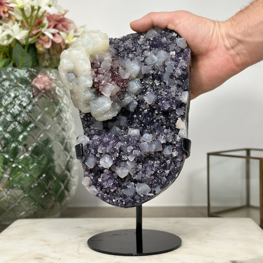 Rare Amethyst Cluster Covered with Calcite Crystals - MWS0915