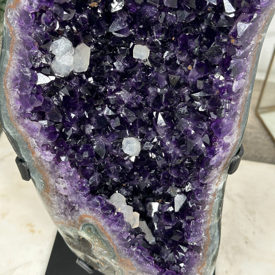 Huge Deep Purple Amethyst Formation - Metallic Stand Included - MWS0898