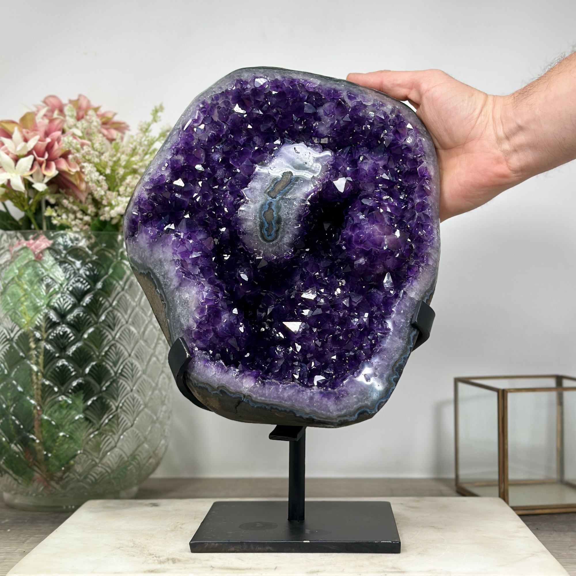 Natural Amethyst Stone Geode with Stalactite Eye Formation - AWS1254