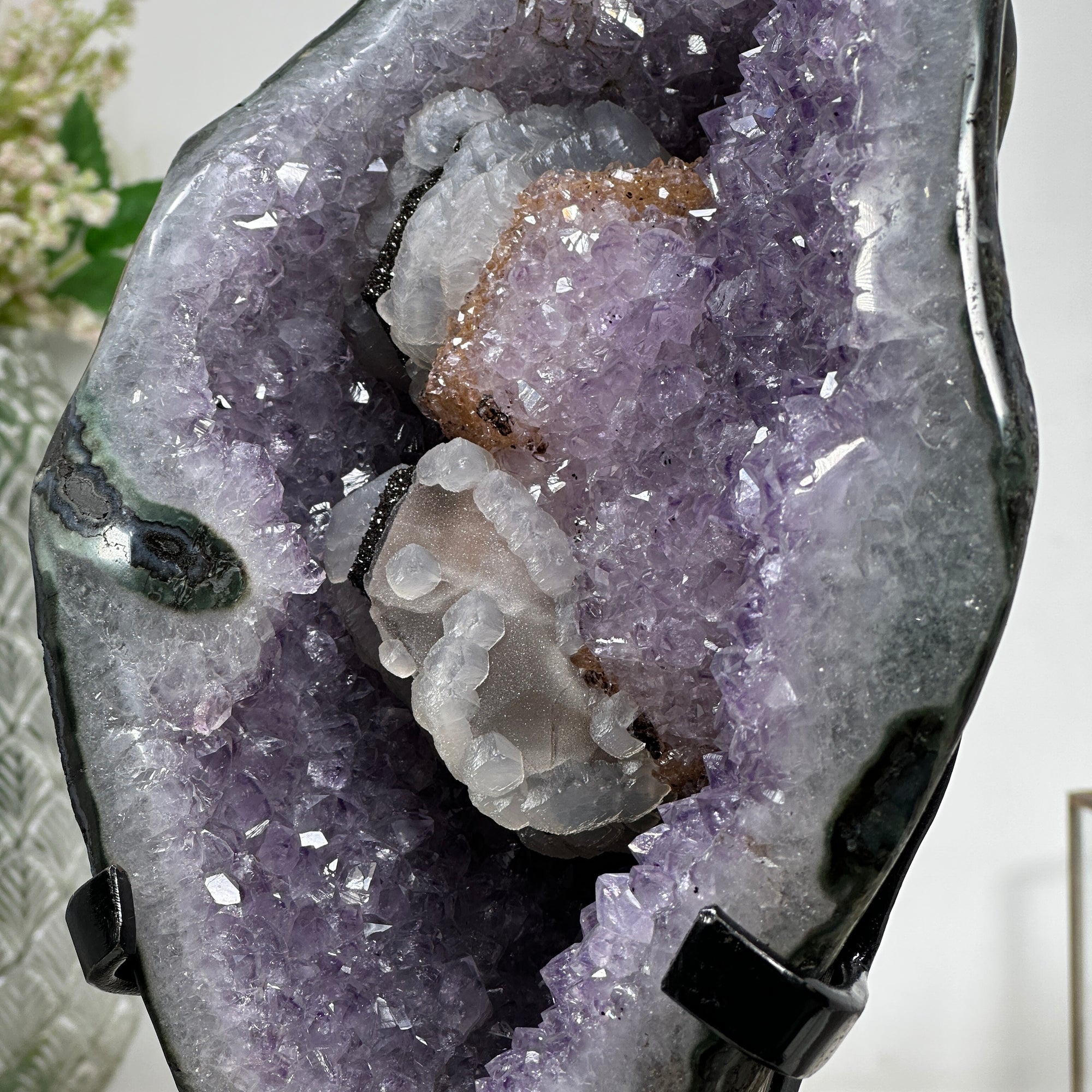 Huge Amethyst Geode with Unique Calcite Specimen - AWS1064