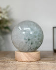 Green Sugar Quartz Sphere with Wooden Stand with uilt-in LED Light - SPH0140