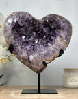 Amethyst & Agate Heart Carving with Metal Stand - HST0232