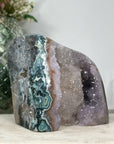 Natural Green Jasper & Amethyst Geode with huge Calcite Formation - CBP1070