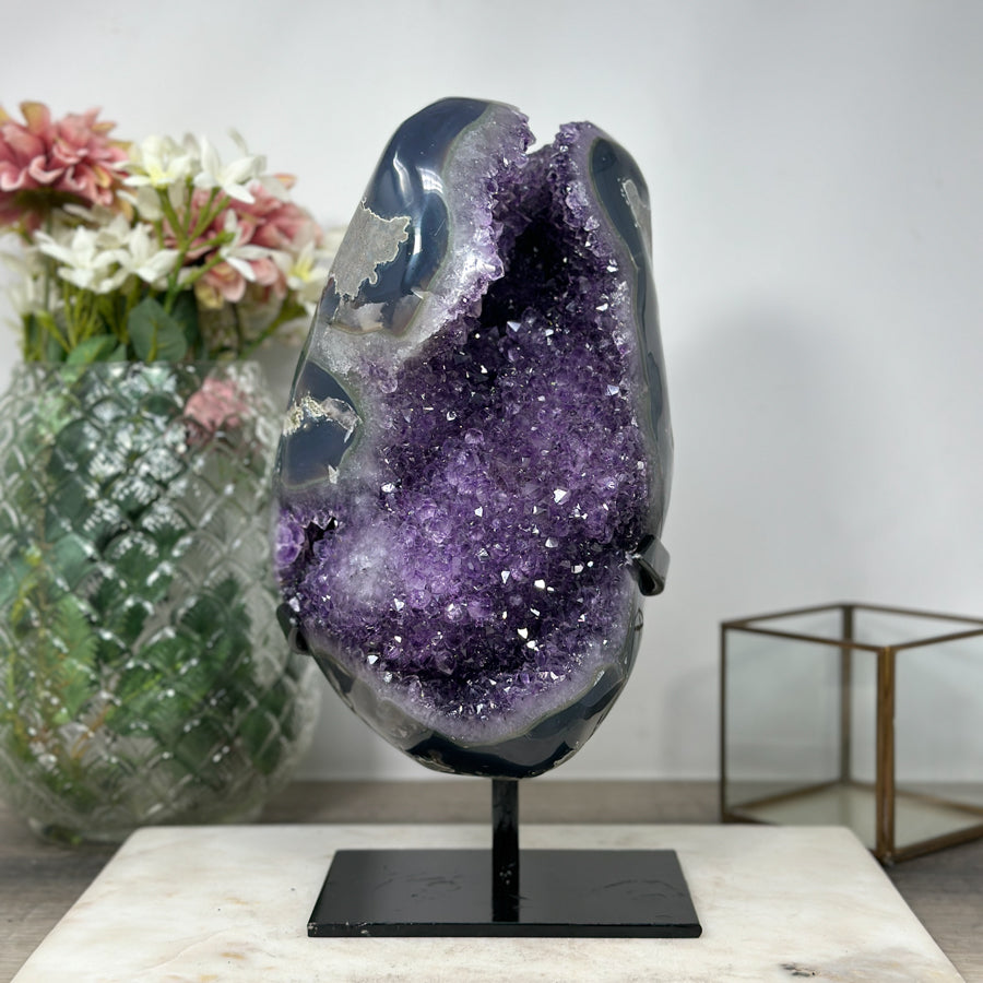 XXL Beautiful Amethyst &amp; Agate Natural Geode - Perfect Home Centerpiece - MWS0919