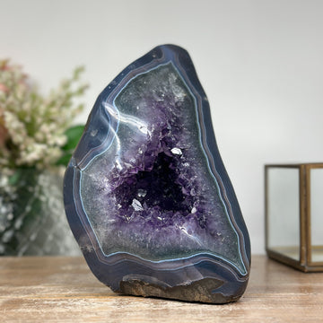 Natural Amethyst and Banded Agate Geode - CBP0480