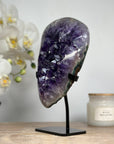 Natural Amethyst Cluster Specimen, Handmade Stand Included - MWS1596