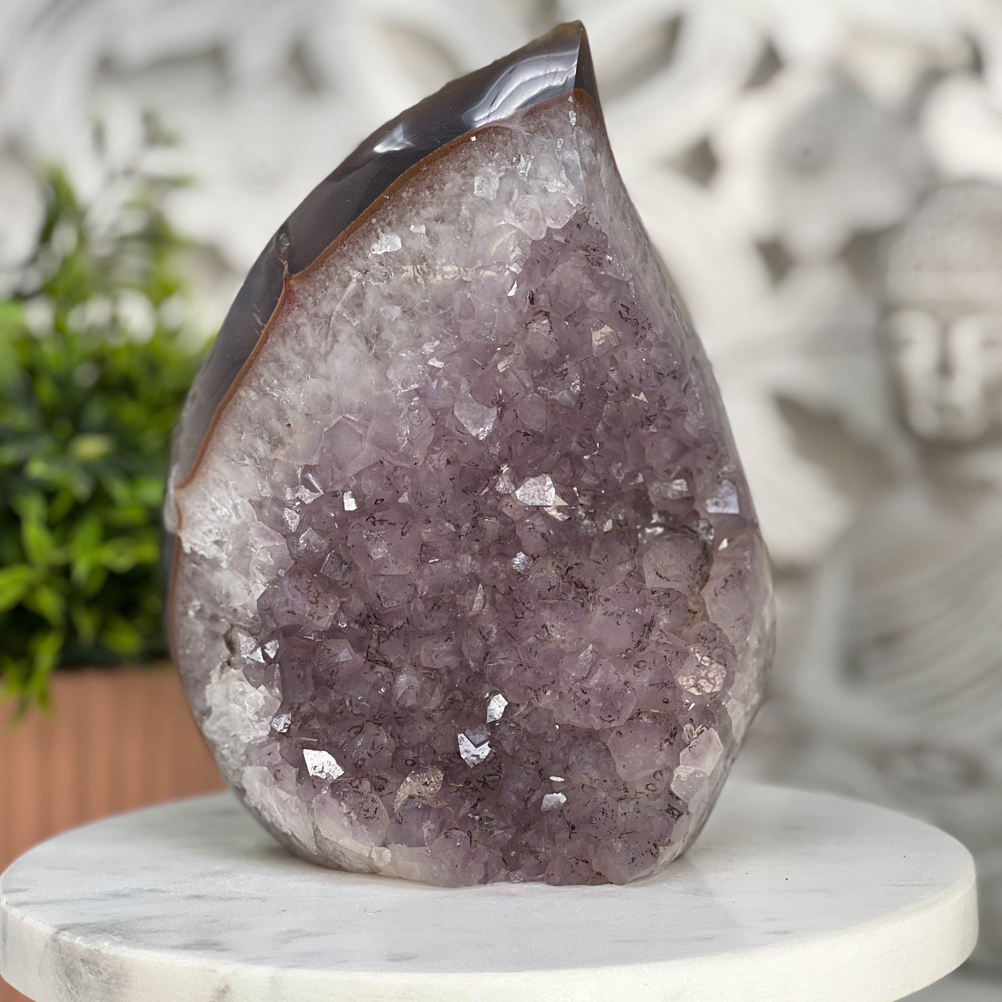 Beautiful Uruguayan Amethyst Flame Crystal Carving - FST0085