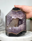 Beautiful Natural Amethyst & Agate Stone Tower Geode with Large Calcite Crystal Formation  - STP0161