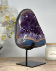 Stunning Amethyst, Jasper and Agate Geode - Metallic Stand Included - MWS1696