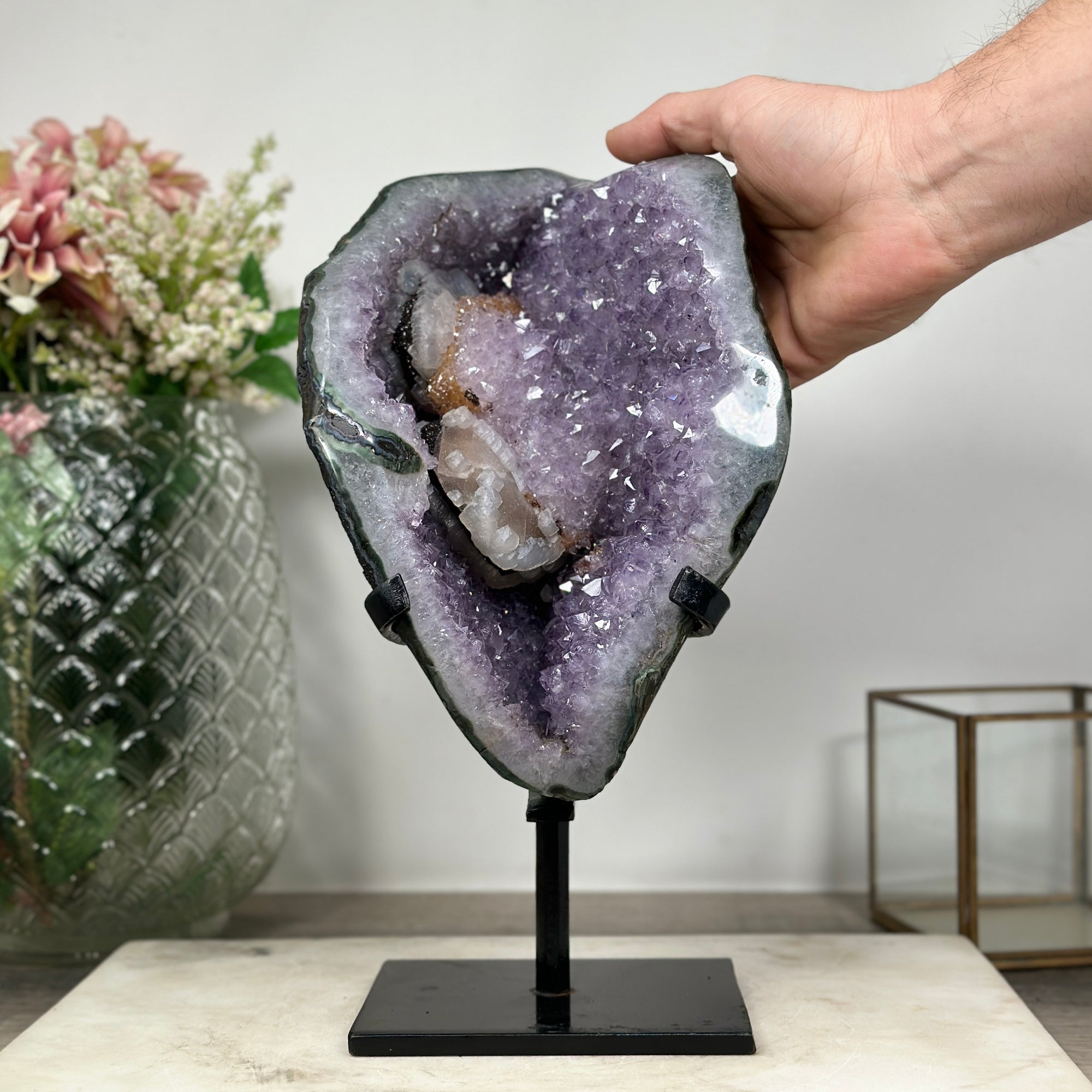 Huge Amethyst Geode with Unique Calcite Specimen - AWS1064