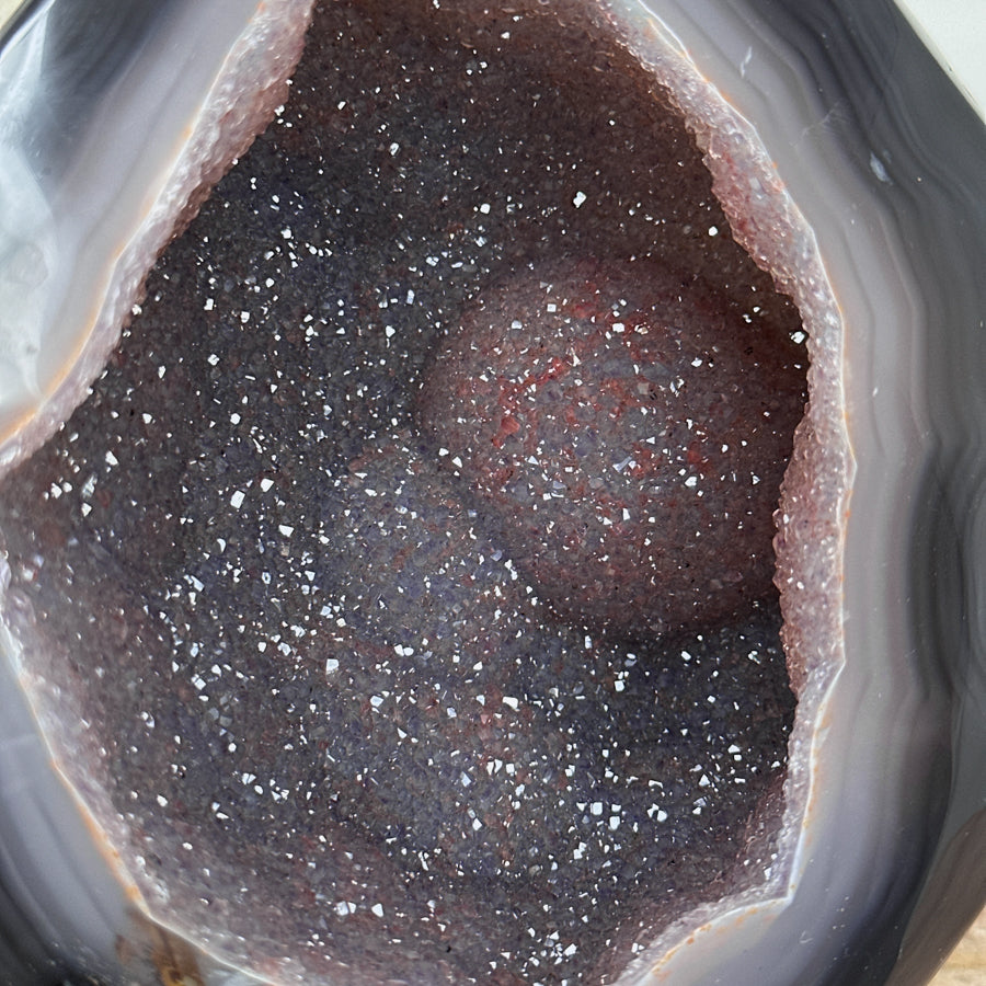 Natural Agate Geode with Quartz Druzy Crystals - MWS1316