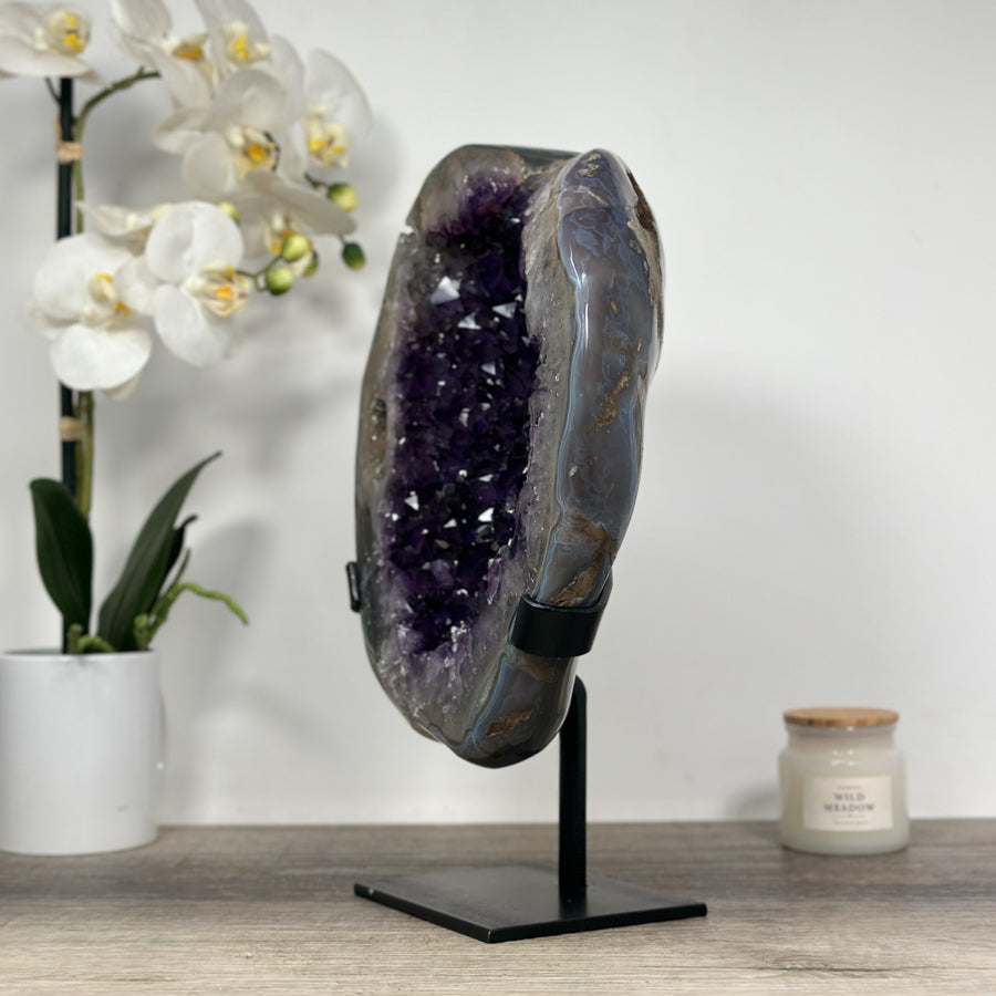 Natural Uruguayan Amethyst Geode with agate Shell - MWS1265