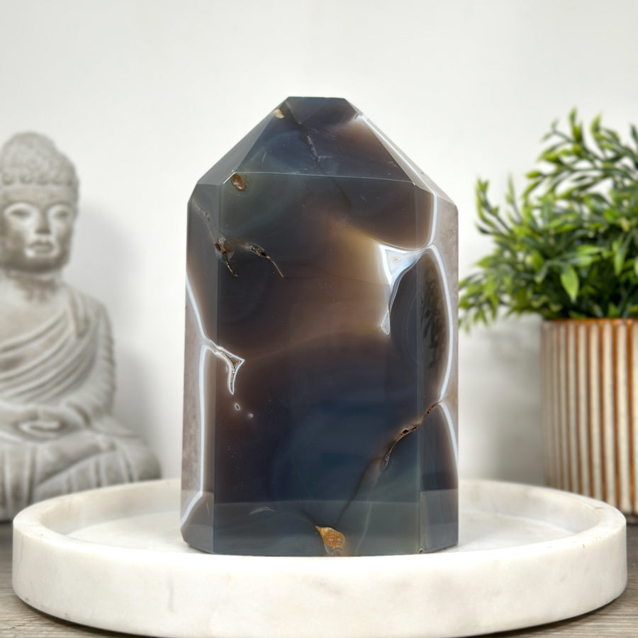 Huge XXL Blue Agate &amp; Amethyst Stone Tower  - STP0155