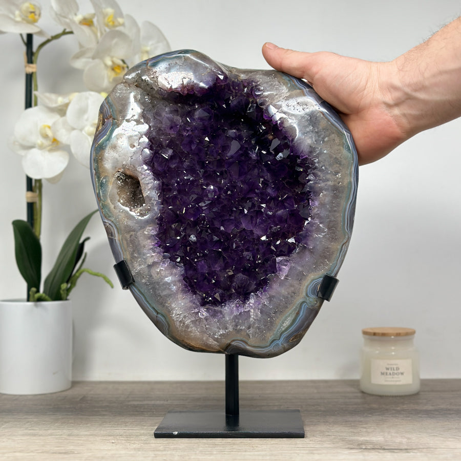 Natural Uruguayan Amethyst Geode with agate Shell - MWS1265