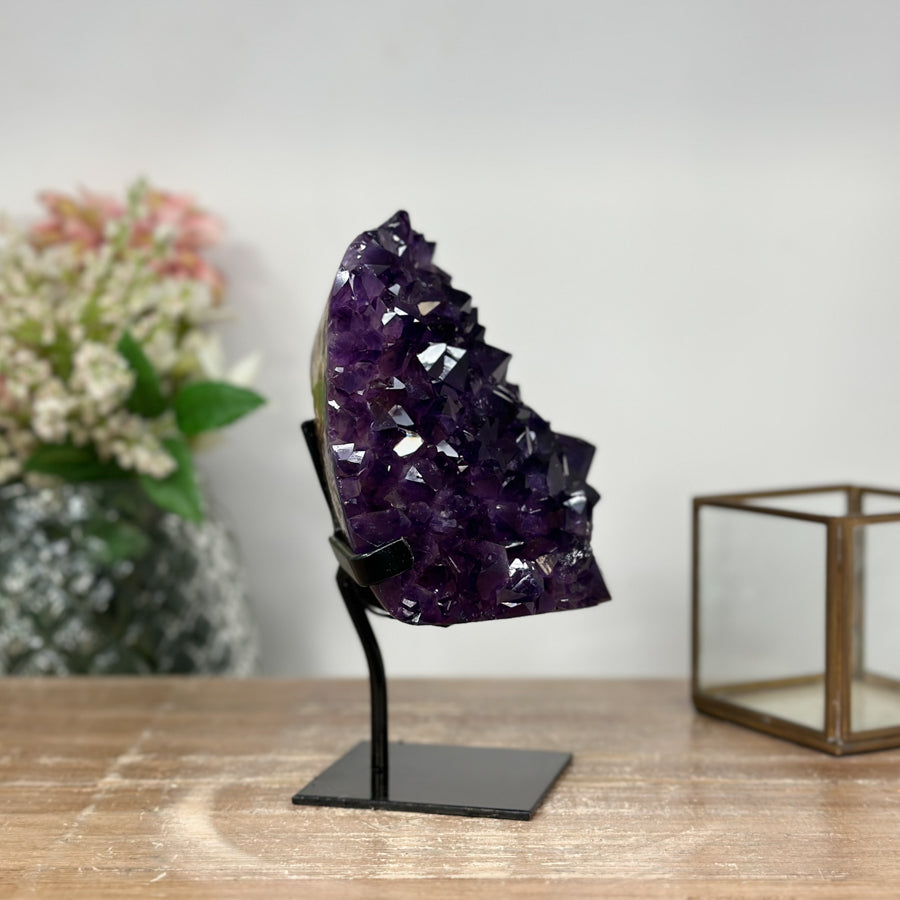 Unique Amethyst Clusyer with Large & Shiny Crystals - Vibrant Plant Arrangement Enhancer - MWS0783