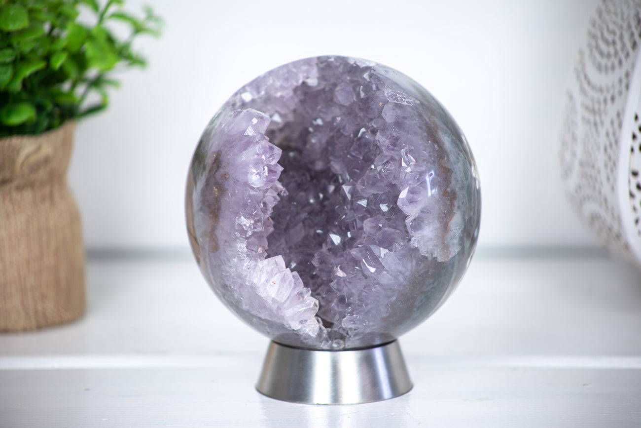 4.6 in Amethyst and QJasper Sphere Geode - SAM0137