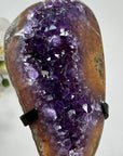 Unique Natural Amethyst Geode with Deep Purple Crystals, Metallic Stand Included - Perfect for Home or Office Display - MWS1631