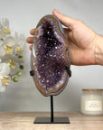 Natural Amethyst CRystal cLuster with Blue Banded Agate Shell - MWS1730