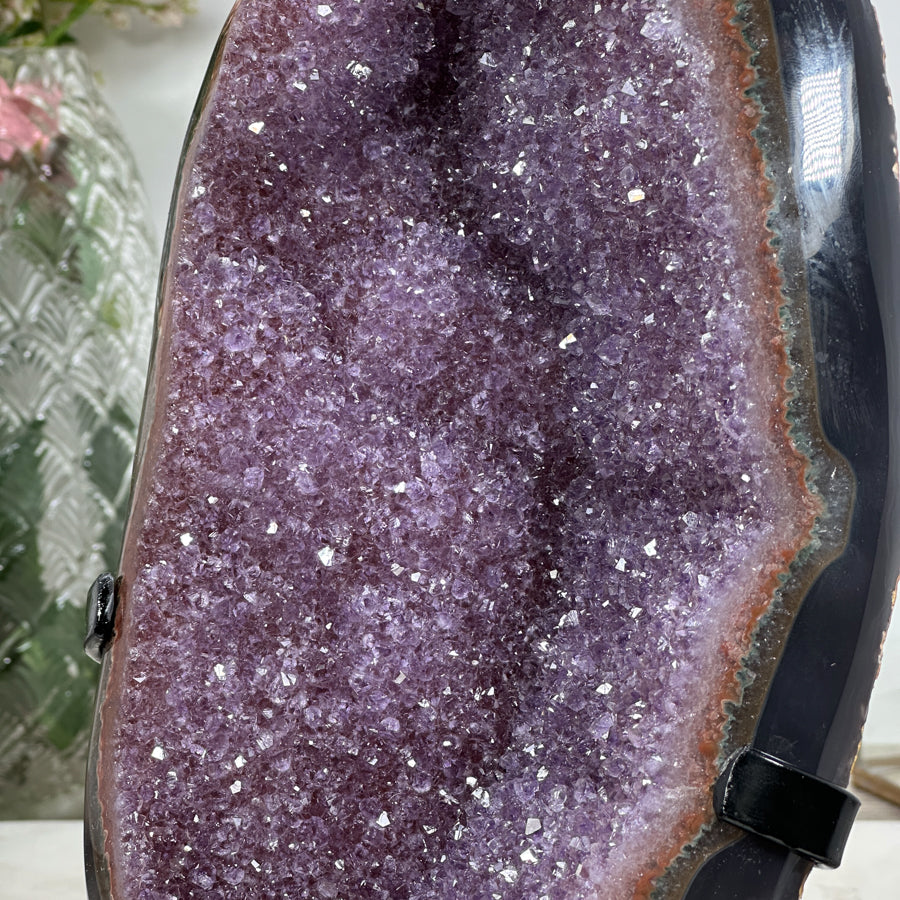 Large Natural Amethyst Geode with Beautiful Agate Shell - AWS1354