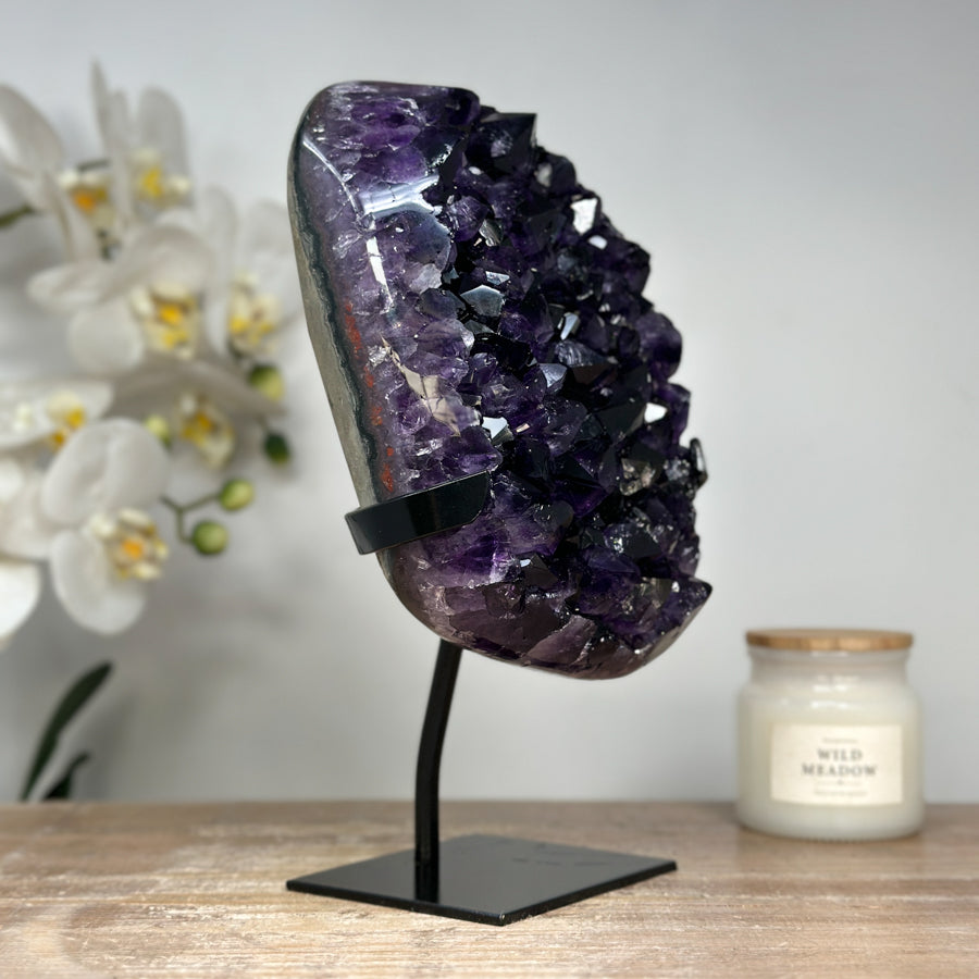 AAA Grade Natural Amethyst Cluster with Metal Stand - MWS1656