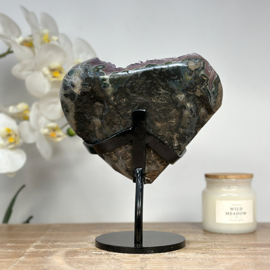 Natural Amethyst Geode, Metallic Stand Included - MWS1396