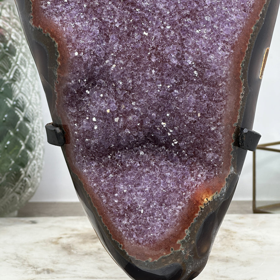 Huge Natural Amethyst Cluster with Red Agate Shell - AWS1355