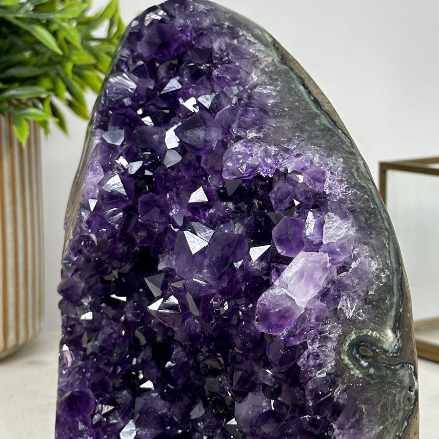 Gorgeous Self Standing Amethyst Stone with Agate Shell - CBP1015