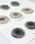 Wholesale Amethyst, Green Jasper & Quartz Stalactite Slices for Jewelry Making - Bulk Flat Set - STS0001