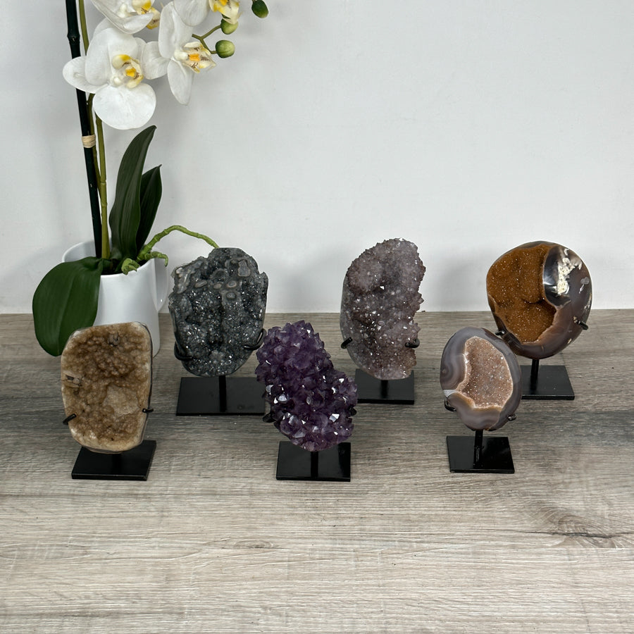 Bulk Mineral Formations with Metal Stands – Ideal for Resellers, Collectors, and Multiple Gifts
