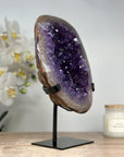 Natural Uruguayan Amethyst Geode with Handmade Metallic Stand - MWS1657