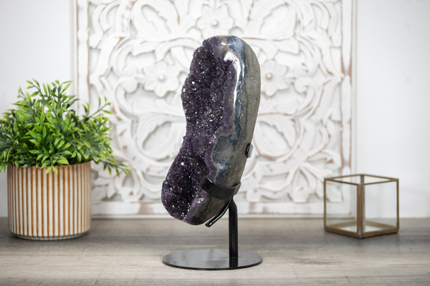 Amethyst with Hematite &amp; Druzzy Quartz - Energize and Balance Your Space - MWS0333