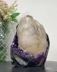 Huge Natural Calcite Spcimen on A Grade Amethyst Cluster - CBP1069