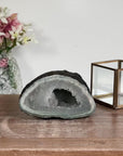 Natural Quartz & Green Jasper Stone Geode: A Tranquil Addition for Harmony and Decor - AMGE0171