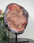 Unique Specimen, Natural Pink Sugar Druzy Geode with Blue Agate Shell - MWS0946