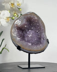 Uruguayan Amethyst Geode with ue Agate Shell & Stalacite Formation - MWS1362