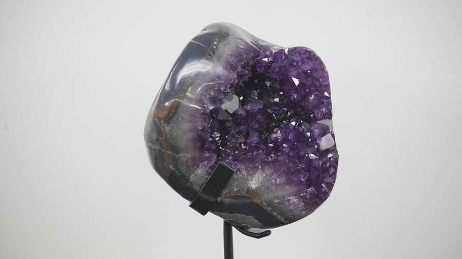 Beautiful Amethyst Stone with Black Hematite & Calcite Crystals - MWS0258