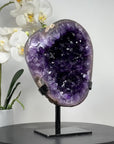 A Grade Natural Amethyst Geode, Metalic Stand Included - MWS1661