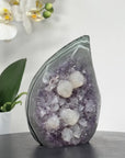 Amethyst & Green Jasper Stone Flame Carving - FST0142