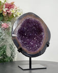 Beautiful Agate & Amethyst Stone Cave, Metallic Stand Included - MWS0932