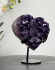 A+ Grade Natural Amethyst Heart Carving with Metal Stand - HST0225