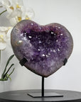 Large Amethyst Heart Geode Carving with Metal Stand - HST0234