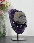 Outstanding Natural Amethyst Cluster with Huge Calcite Crystal, Great Addition to Your Crystal Collection - MWS0952