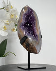 Stunning Natural Amethyst & Quartz Geode, Metallic Stand Included - MWS1530