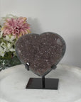 Natural Sugar Quartz Druzy Crystals Stone Heart Carving - HST0185